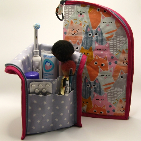 Kulturtasche - Kosmetiktasche - Katzen - Große Variante