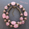 Kette kurz rosa bronzefarben Collier Polaris Perlen Perlenkette