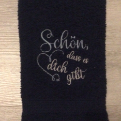 Bestickte Gästehandtücher dunkelblau - Herz schön, dass es dich…