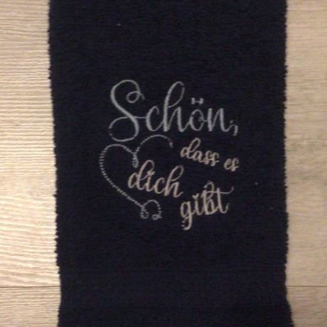 Bestickte Gästehandtücher dunkelblau - Herz schön, dass es dich…