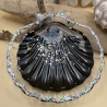 Handgemachte Muschel-Seifenschale mit Oktopus, Schwarz & glitzer