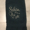 Bestickte Gästehandtücher dunkelgrün - Herz schön, dass es dich…