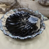 Handgemachte Muschel-Seifenschale mit Oktopus, Schwarz & glitzer