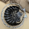 Handgemachte Muschel-Seifenschale mit Oktopus, Schwarz & glitzer