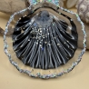 Handgemachte Muschel-Seifenschale mit Oktopus, Schwarz & glitzer