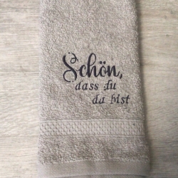 Bestickte Gästehandtücher hellgrau  - schön, dass du…