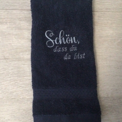 Bestickte Gästehandtücher  dunkelblau  - schön, dass du…