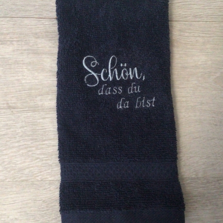 Bestickte Gästehandtücher  dunkelblau  - schön, dass du…