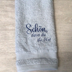 Bestickte Gästehandtücher  hellblau - schön, dass du…