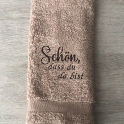 Bestickte Gästehandtücher braun  - schön, dass du…