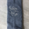 Bestickte Gästehandtücher mittelblau - Herz schön, dass es dich…