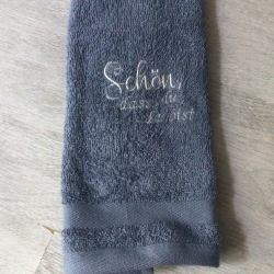 Bestickte Gästehandtücher  mittelblau  - schön, dass du…