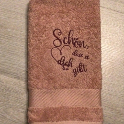 Bestickte Gästehandtücher altrosa  - Herz schön, dass es dich…