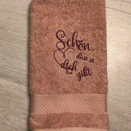 Bestickte Gästehandtücher altrosa  - Herz schön, dass es dich…