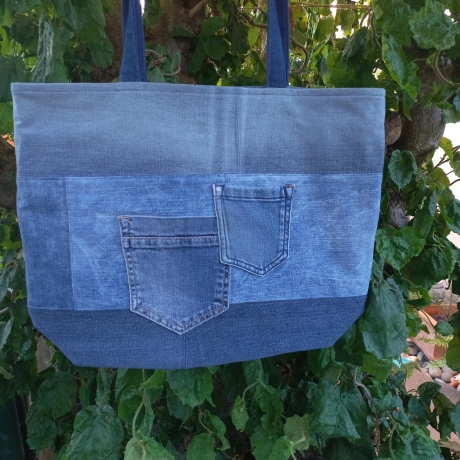 Jeans Upcycling Shopper | Einkaufstasche | Unikat | Innentasche