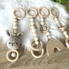 Spielbogen Anhänger Baby Set 4 Stück Hase Regenbogen Holzringe 