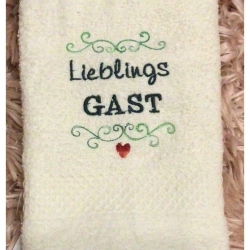 Bestickte Gästehandtücher personalisiert - LieblingsGast creme 