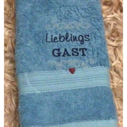 Bestickte Gästehandtücher personalisiert - LieblingsGast hellblau