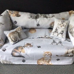 Deko-Sofa KosmetikboxSofa TaschentücherboxSofa - Katzen auf grau