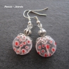 Glaskette rot weiß zweireihig Millefiori Glas Kette kurz