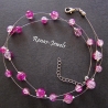 Glaskette pink Glasperlen Kette kurz zweireihig Perlenkette