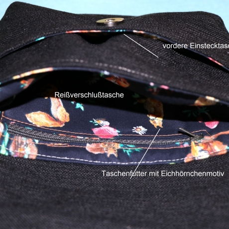 kleine Umhängetasche Damen/Clutch/Handtasche/Fuchs Motiv/grau