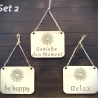 Gute-Laune-Holzschilder (3er Set) mit der Blume des Lebens