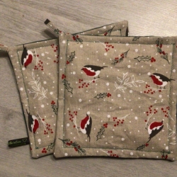 Topflappen Set XL -doppellagig Einzigartig Unikat - WinterVogel