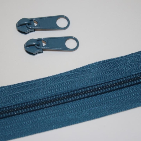 Reißverschluss petrol & 2 St. Zipper 5 mm Schiene Endlos