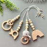 Spielbogen Anhänger Baby Set 4 Stück Mobile Wal Schildkröte Holz