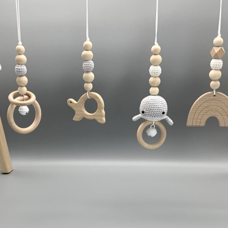 Spielbogen Anhänger Baby Set 4 Stück Mobile Wal Schildkröte Holz