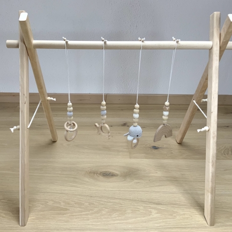 Spielbogen Anhänger Baby Set 4 Stück Mobile Wal Schildkröte Holz