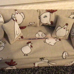 Deko-Sofa KosmetikboxSofa TaschentücherboxSofa - Hühner weiß