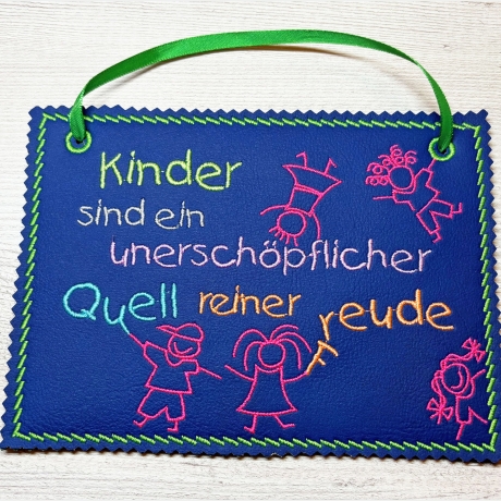 *Schild Kinder* plus Anhänger lustige Deko 6x ITH Stickdatei