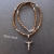 Herren Kette Holzperlen braun Holzkette Anhänger Kreuz Edelstahl