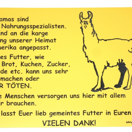 Schild Lamas füttern verboten No. 1 - Gravurschild 15 x 20 cm