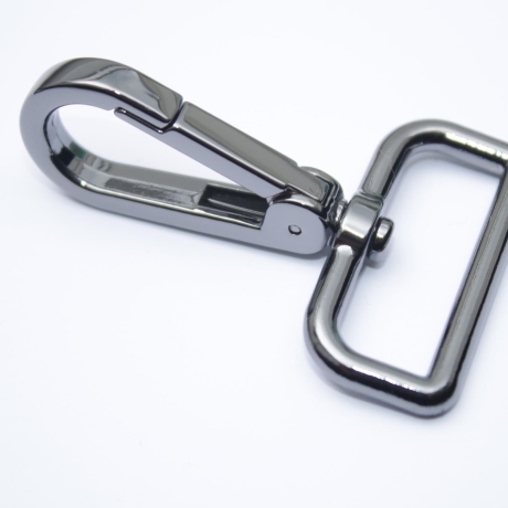 2x Karabinerhaken 30 mm schwarz-silber flach rechteckige Öse
