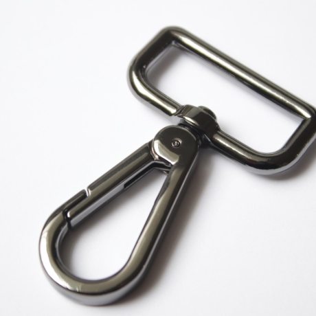 2x Karabinerhaken 30 mm schwarz-silber flach rechteckige Öse