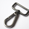 2x Karabinerhaken 30 mm schwarz-silber flach rechteckige Öse