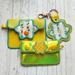 Täschchen Set Blume mit Appli 8 Größen plus Anhänger 9 Dateien