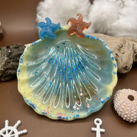 Seifenschale Muschel Handmade mit Glitzer – Maritime Bad  Deko