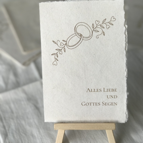 Baumwoll-Rag-Designklappkarte + Umschlag zur Hochzeit- nachhaltig