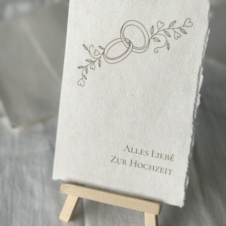Baumwoll-Rag-Designklappkarte + Umschlag zur Hochzeit- nachhaltig