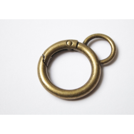 Rundkarabiner mit Öse altmessing 28mm / 19mm Anhänger