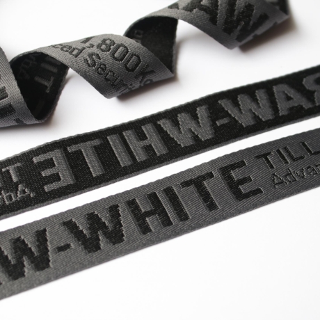 2,30m Band 25 mm Schriftzug RAW WHITE grau schwarz