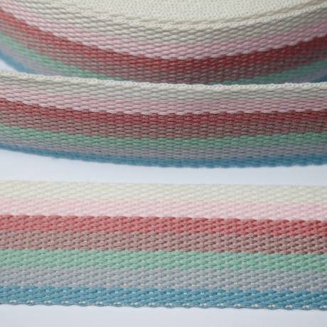Gurtband 40 mm Streifen Pastell-Töne natur rosa terra braun