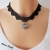 Choker Kette Kropfband schwarz Spitze Anhänger Herz