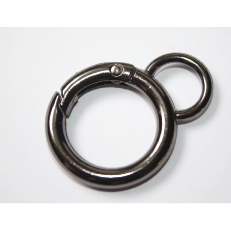 2x Rundkarabiner mit Öse schwarz-silber 28mm / 19mm Anhänger RE