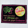 Erdbeeren Stickdatei Solo Schild und Mugrug mit Text oder Blanko