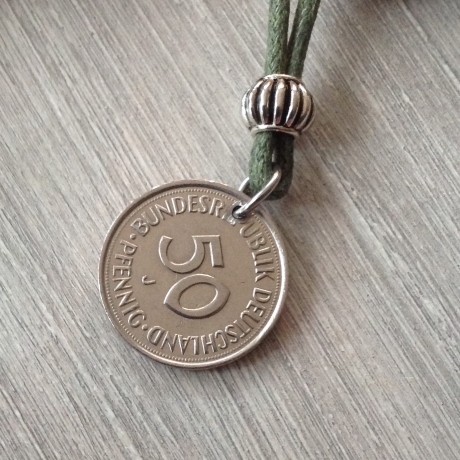 Kette mit altem 50-Pfennig-Stück  von 1975 / Jubiläum / Vintage
